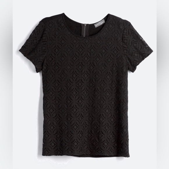 Market & Spruce Tops - Market & Spruce Black, HANS Lace Short-Sleeve Tee